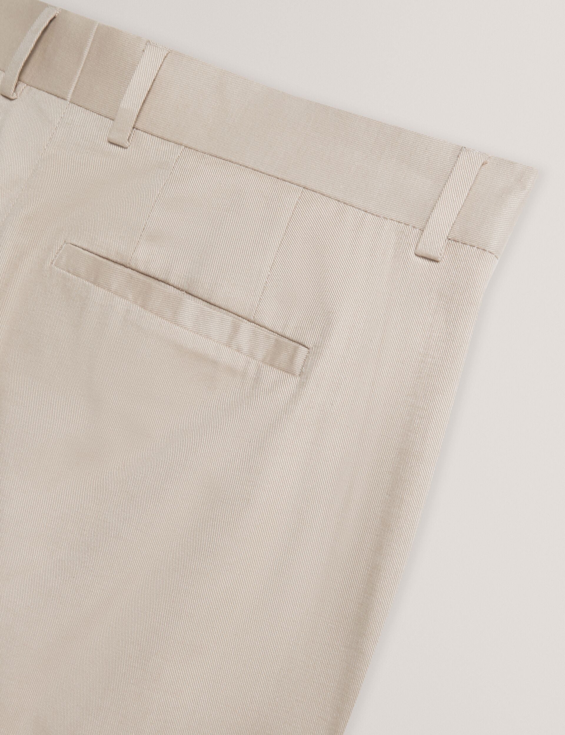 Ted Baker SABATON - Slim Fit Stretch Cotton Twill Smart Pants TAUPE