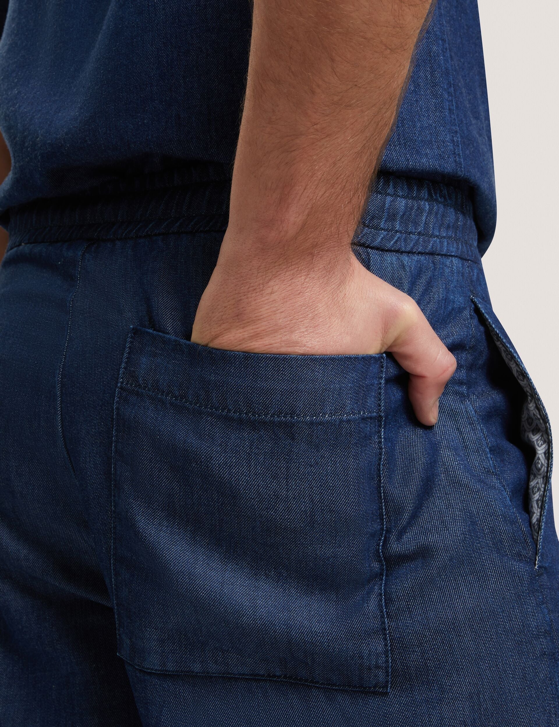 Ted Baker GANMO Relaxed Pull-On Chambray Pants NAVY BLUE