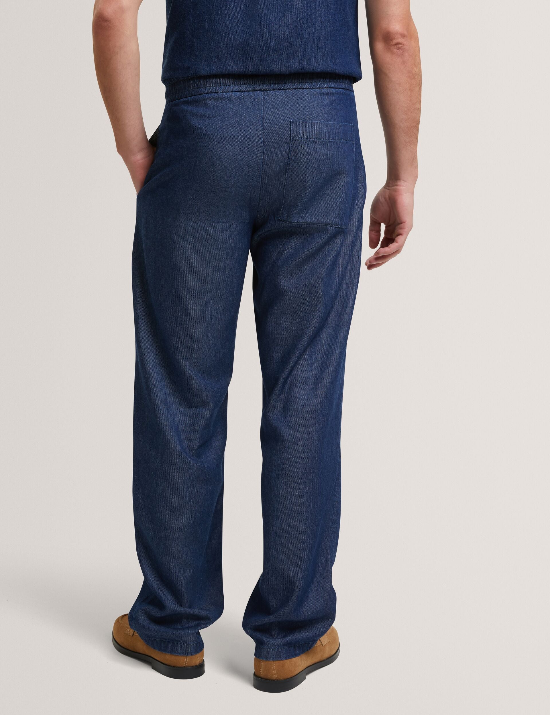 Ted Baker GANMO Relaxed Pull-On Chambray Pants NAVY BLUE