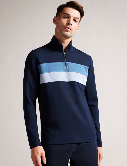 Ted Baker Veller - Long Sleeve Regular Fit Half Zip NAVY