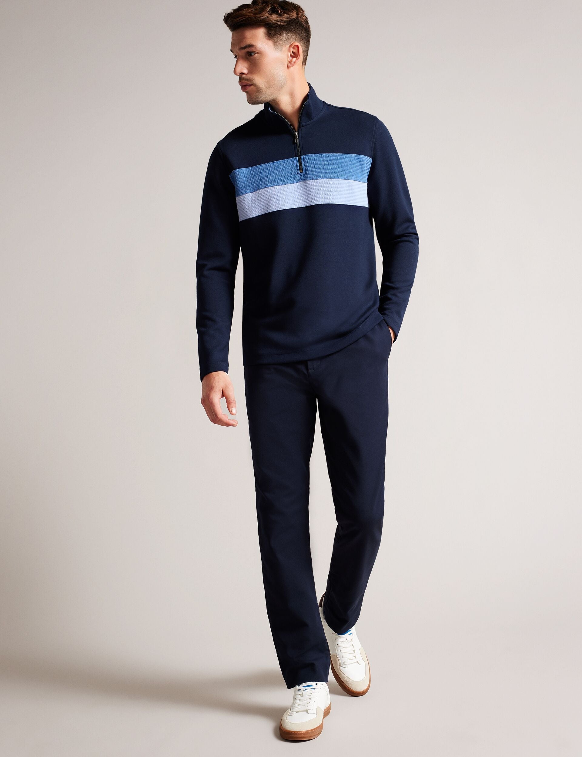 Ted Baker Veller - Long Sleeve Regular Fit Half Zip NAVY