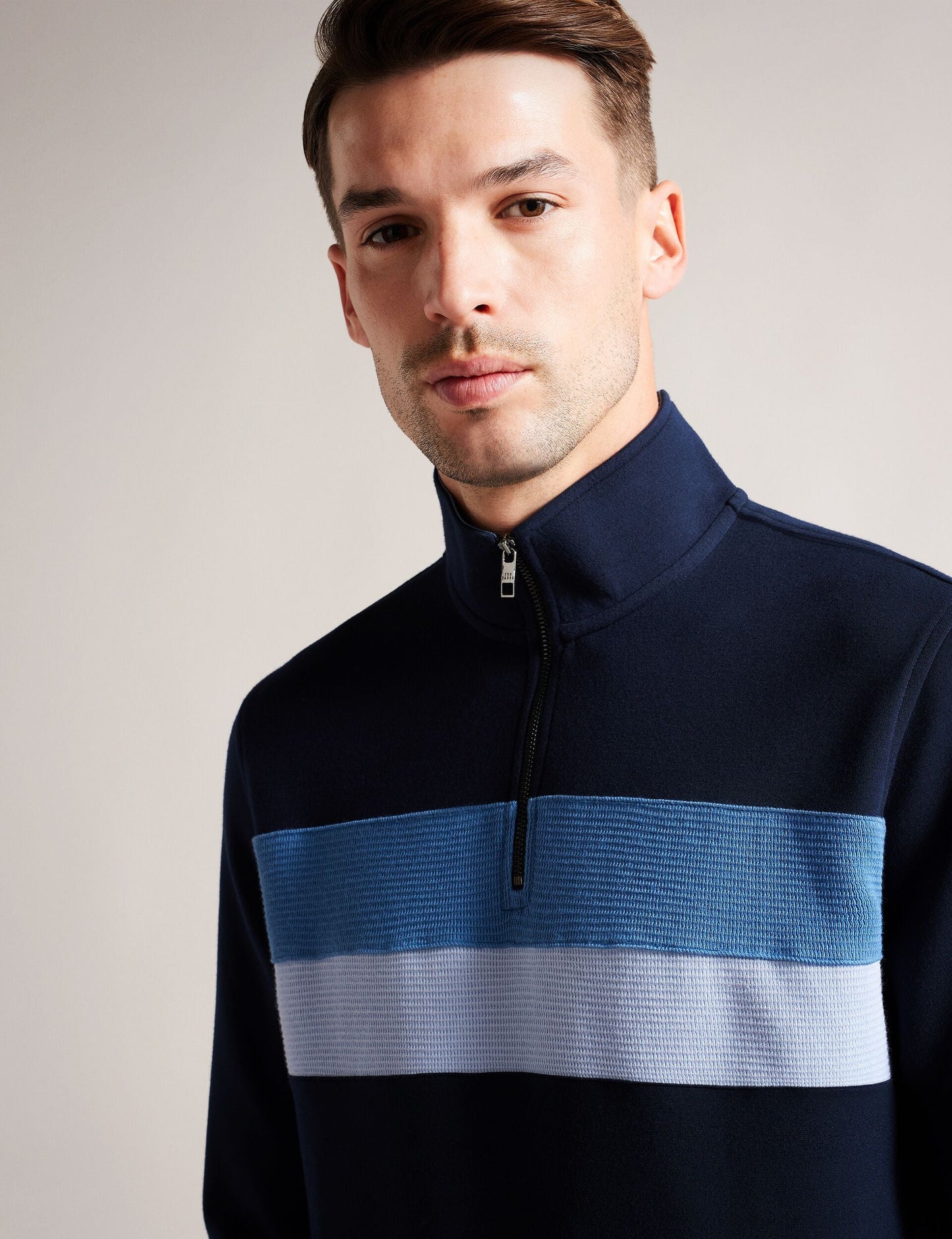 Ted Baker Veller - Long Sleeve Regular Fit Half Zip NAVY