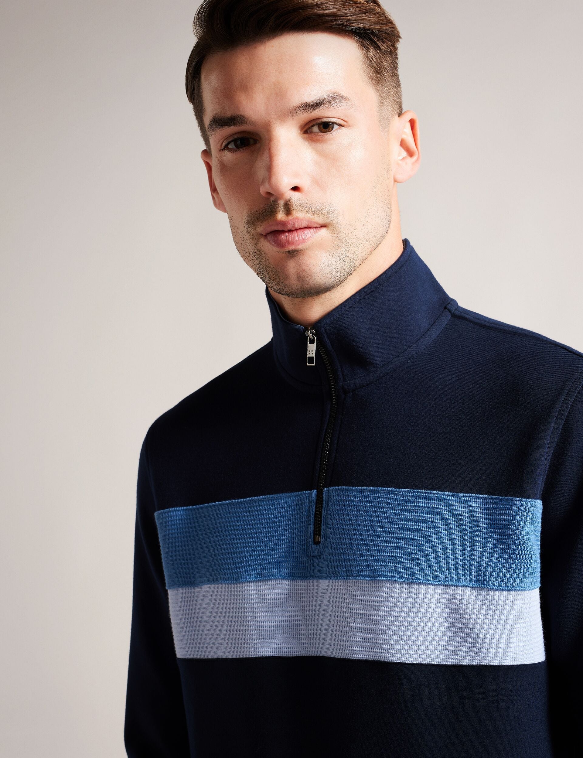 Ted Baker Veller - Long Sleeve Regular Fit Half Zip NAVY