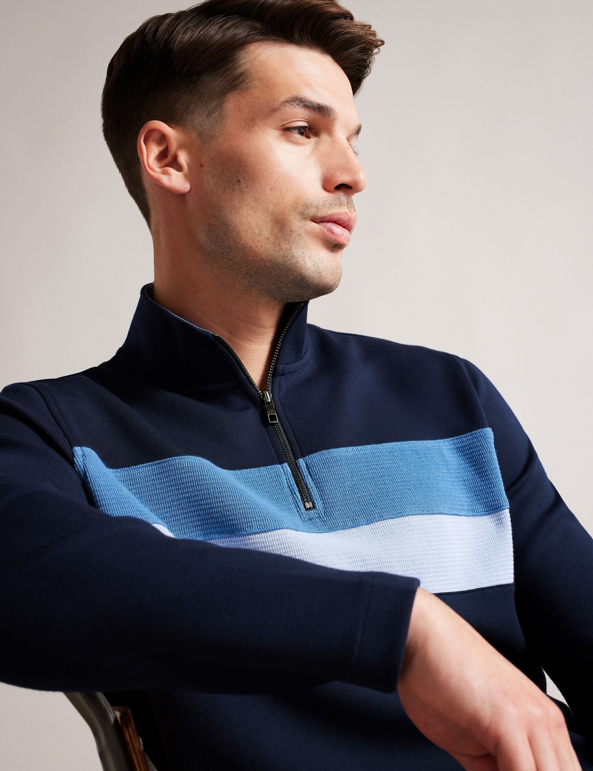 Ted Baker Veller - Long Sleeve Regular Fit Half Zip NAVY