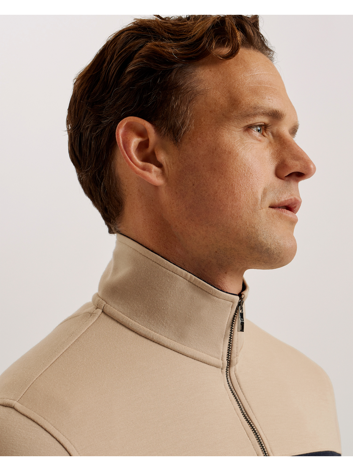 Ted Baker Veller - Long Sleeve Regular Fit Half Zip TAUPE
