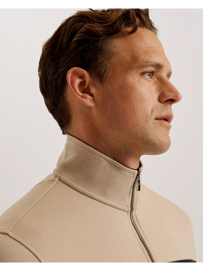 Ted Baker Veller - Long Sleeve Regular Fit Half Zip TAUPE