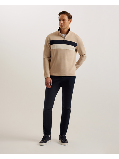 Ted Baker Veller - Long Sleeve Regular Fit Half Zip TAUPE