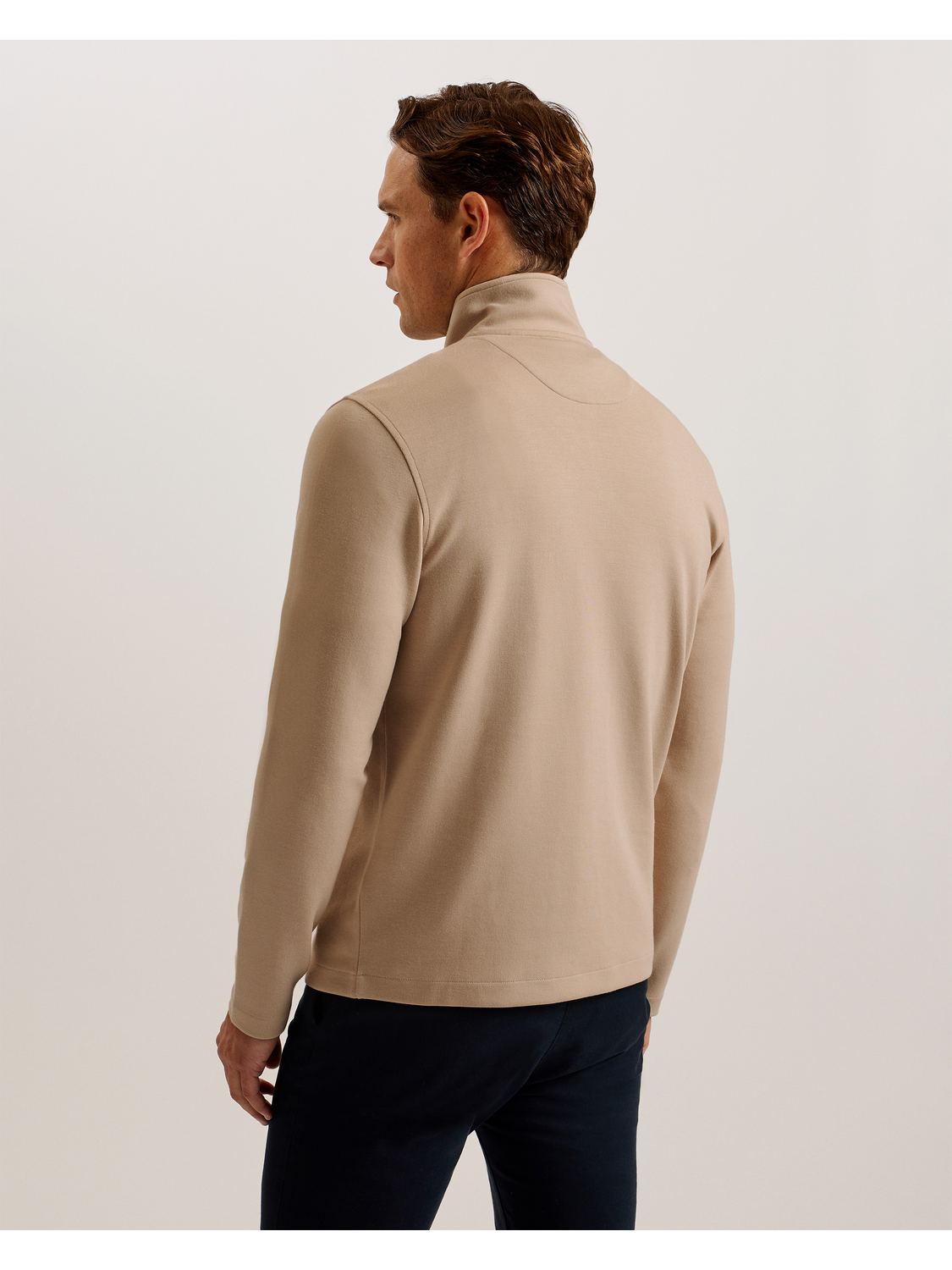 Ted Baker Veller - Long Sleeve Regular Fit Half Zip TAUPE