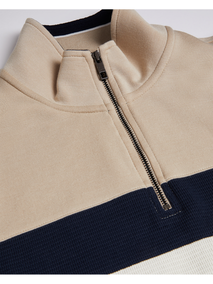 Ted Baker Veller - Long Sleeve Regular Fit Half Zip TAUPE