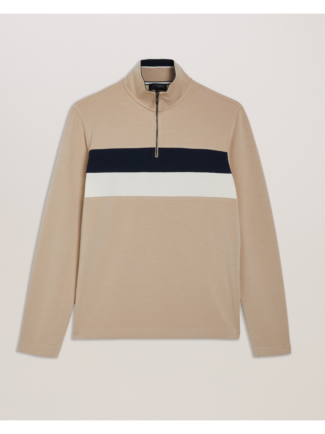 Ted Baker Veller - Long Sleeve Regular Fit Half Zip TAUPE