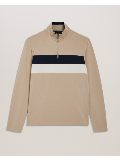 Ted Baker Veller - Long Sleeve Regular Fit Half Zip TAUPE