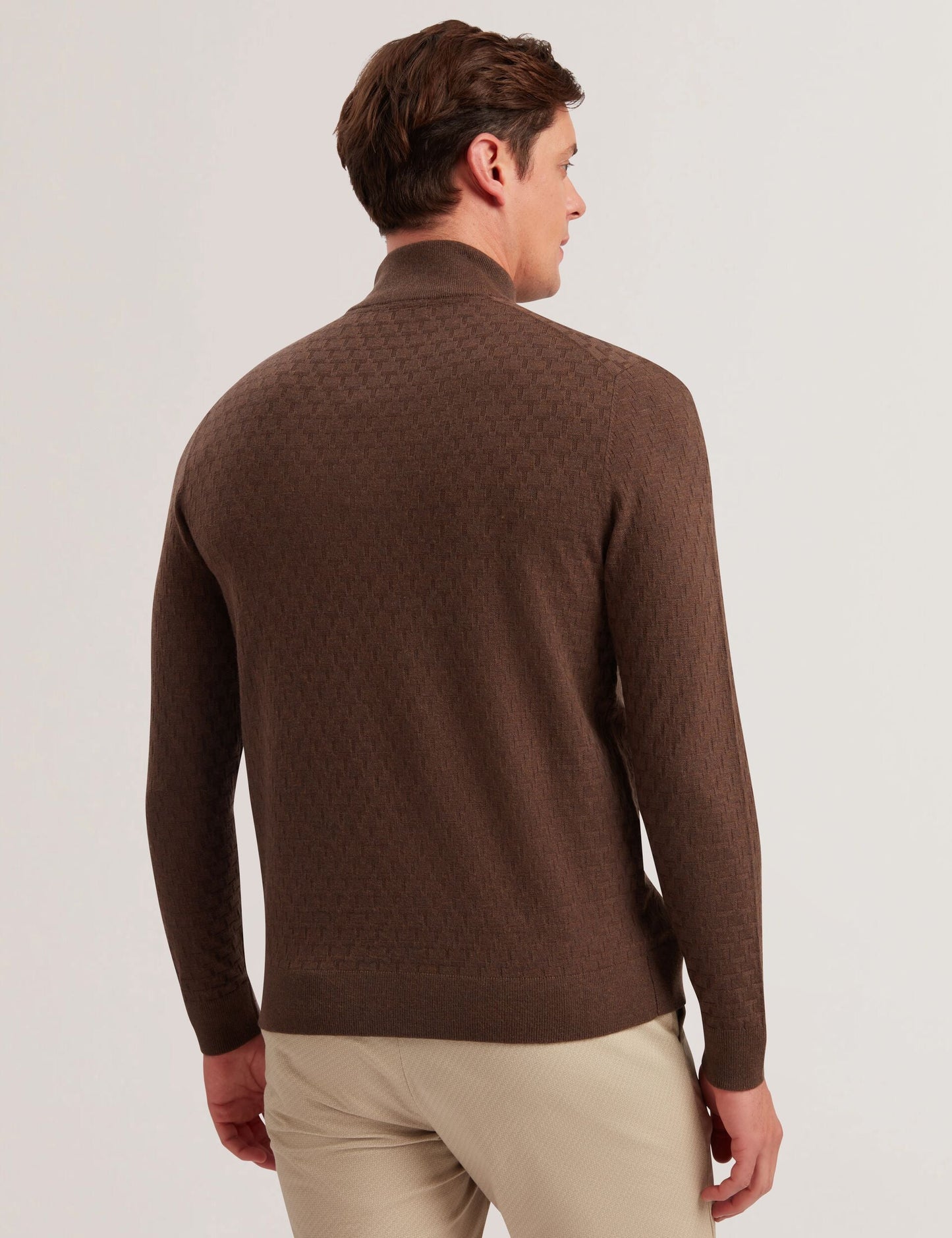 Ted Baker KURNLE - T Knit Half Zip Funnel Neck Jumper BROWN
