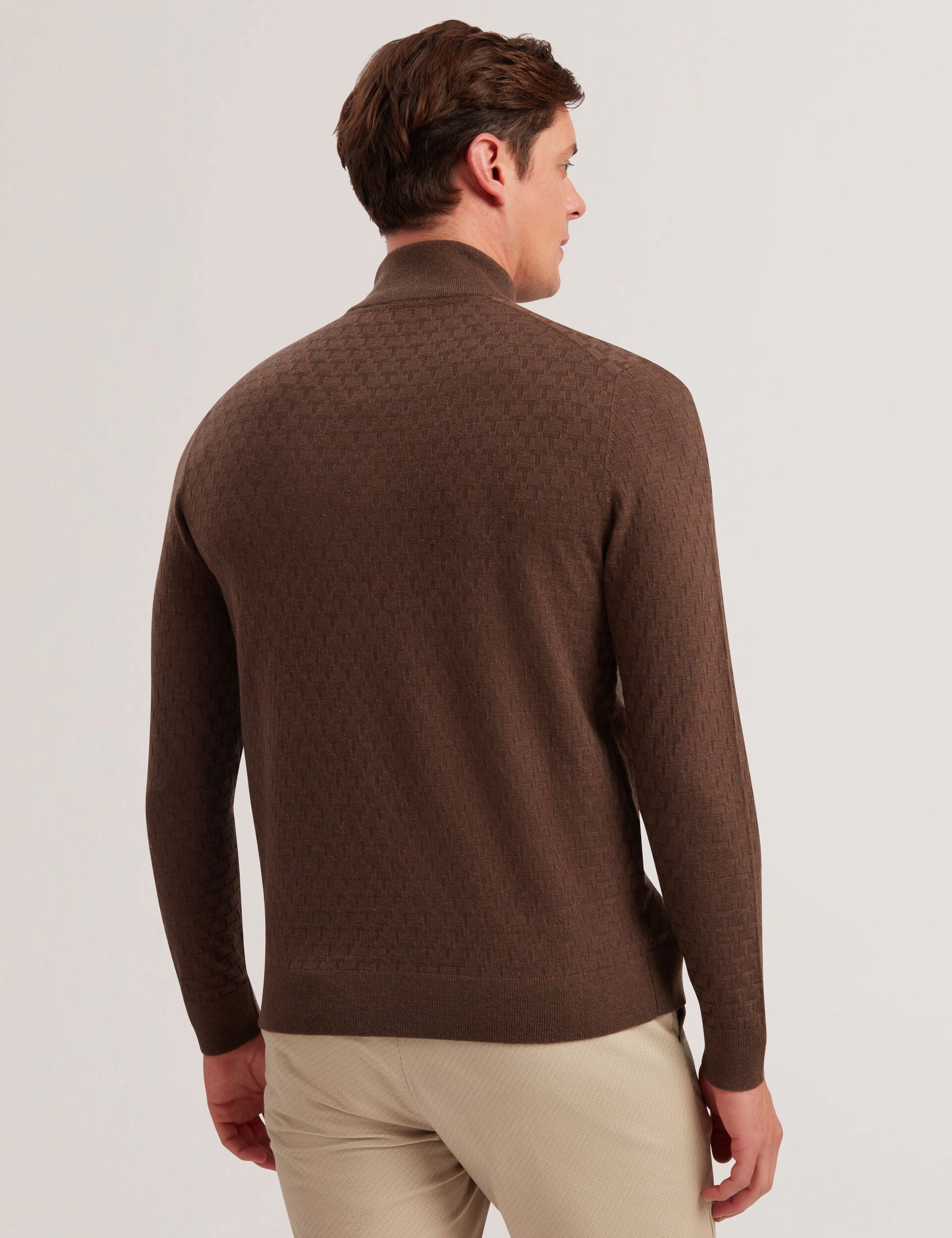 Ted Baker KURNLE - T Knit Half Zip Funnel Neck Jumper BROWN