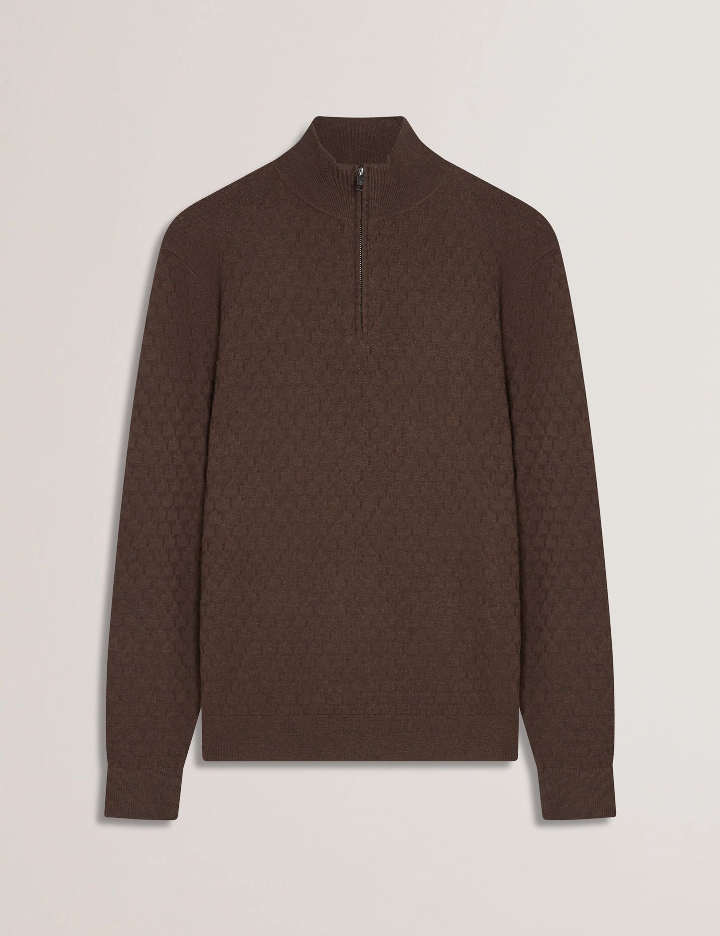 Ted Baker KURNLE - T Knit Half Zip Funnel Neck Jumper BROWN
