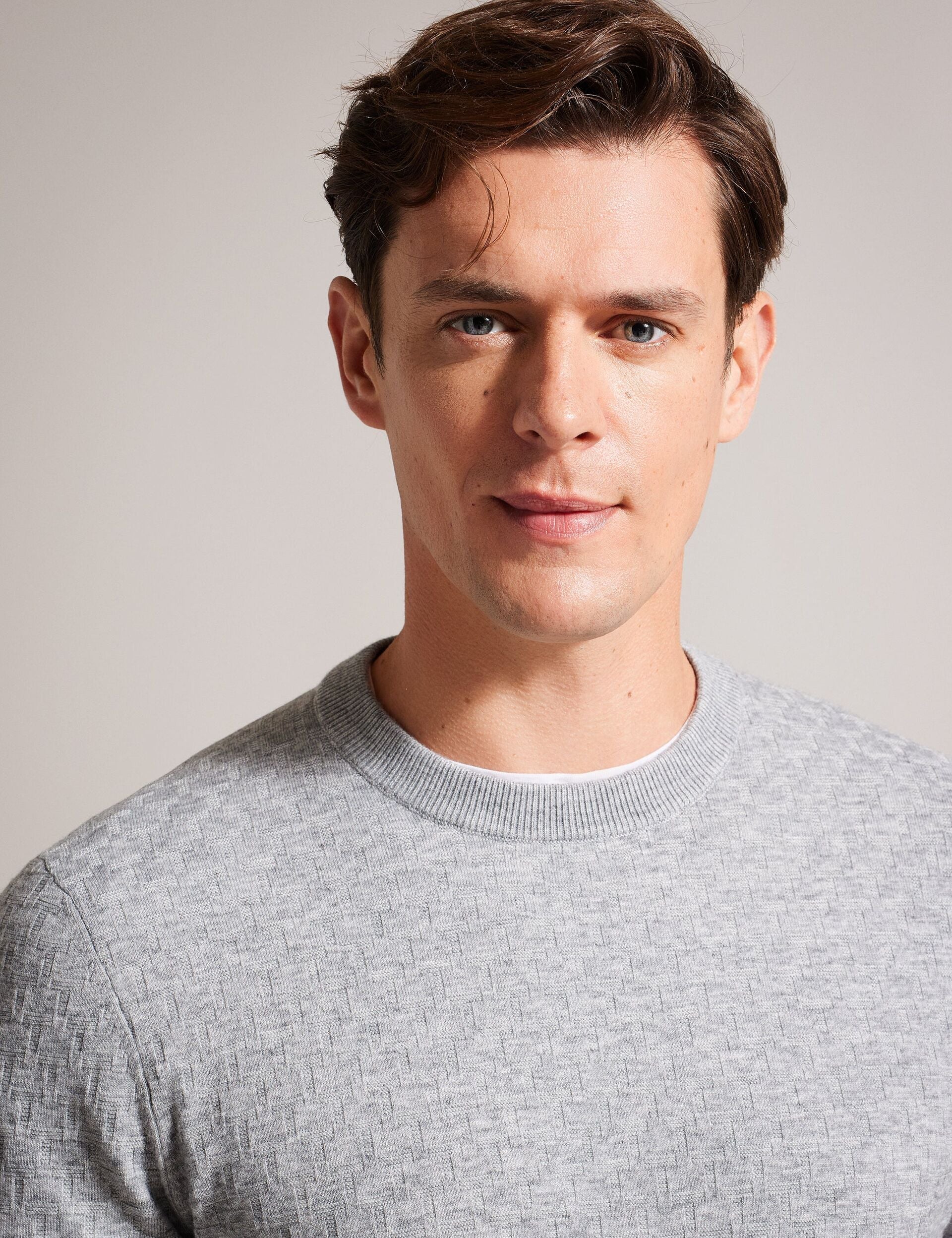 Ted Baker LOUNG - Textured T Knit Crew Neck Sweater GREY MARL