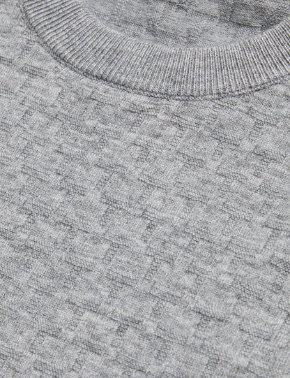 Ted Baker LOUNG - Textured T Knit Crew Neck Sweater GREY MARL