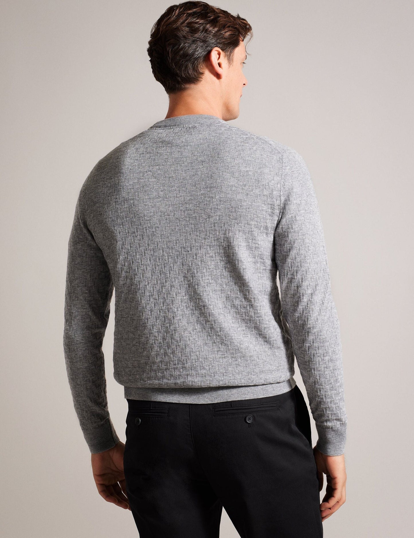 Ted Baker LOUNG - Textured T Knit Crew Neck Sweater GREY MARL