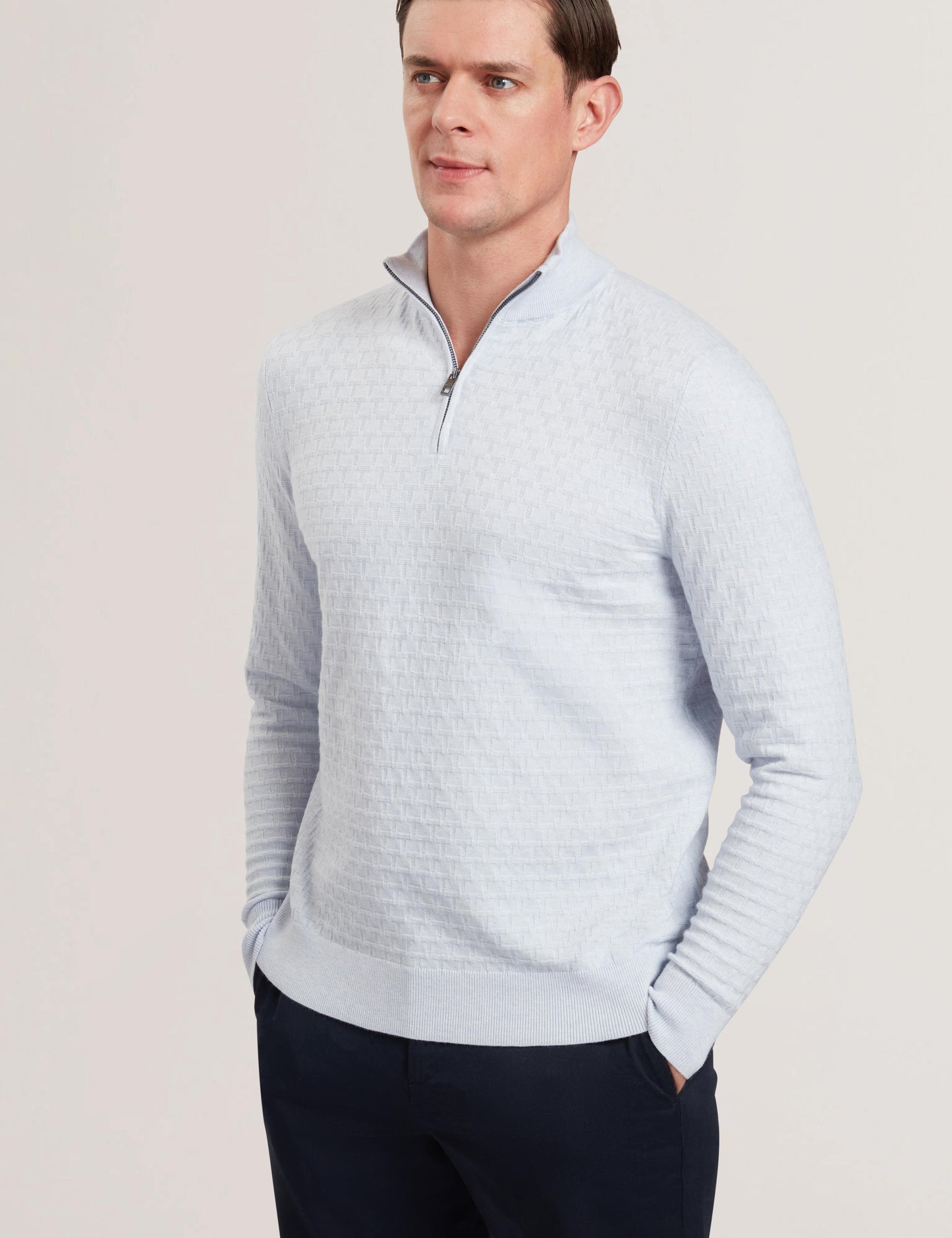 Ted Baker KURNLE - T Knit Half Zip Funnel Neck Jumper BABY BLUE
