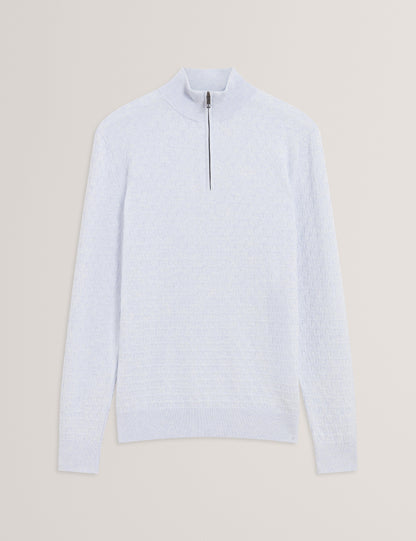 Ted Baker KURNLE - T Knit Half Zip Funnel Neck Jumper BABY BLUE
