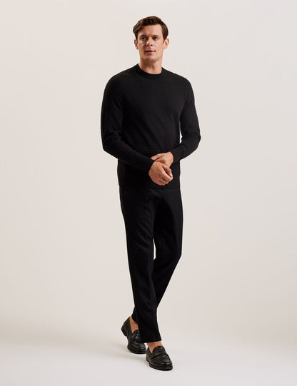 Ted Baker LOUNG - Textured T Knit Crew Neck Jumper BLACK