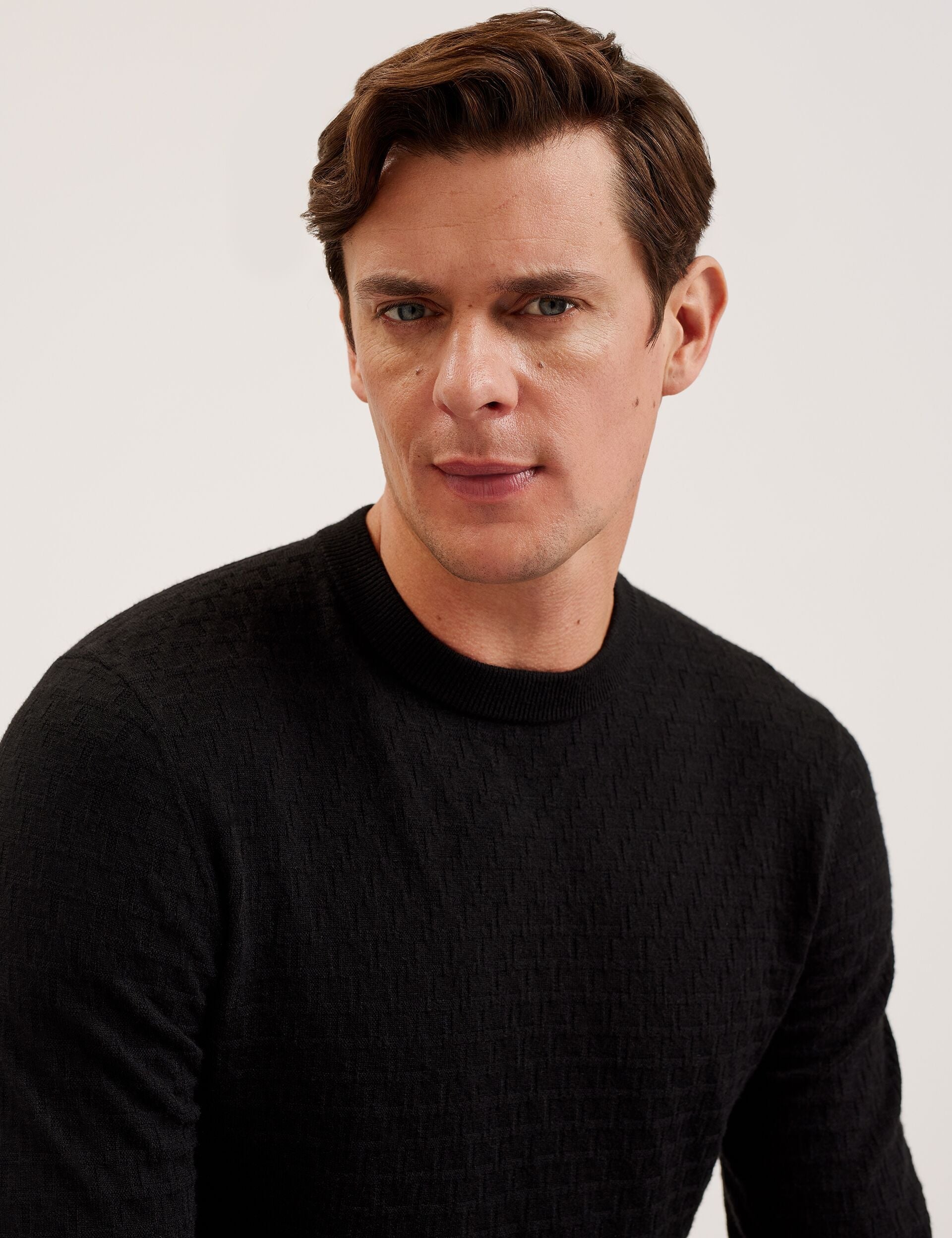 Ted Baker LOUNG - Textured T Knit Crew Neck Jumper BLACK