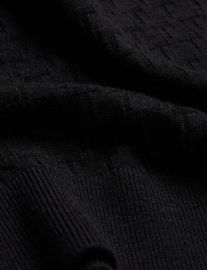 Ted Baker LOUNG - Textured T Knit Crew Neck Jumper BLACK