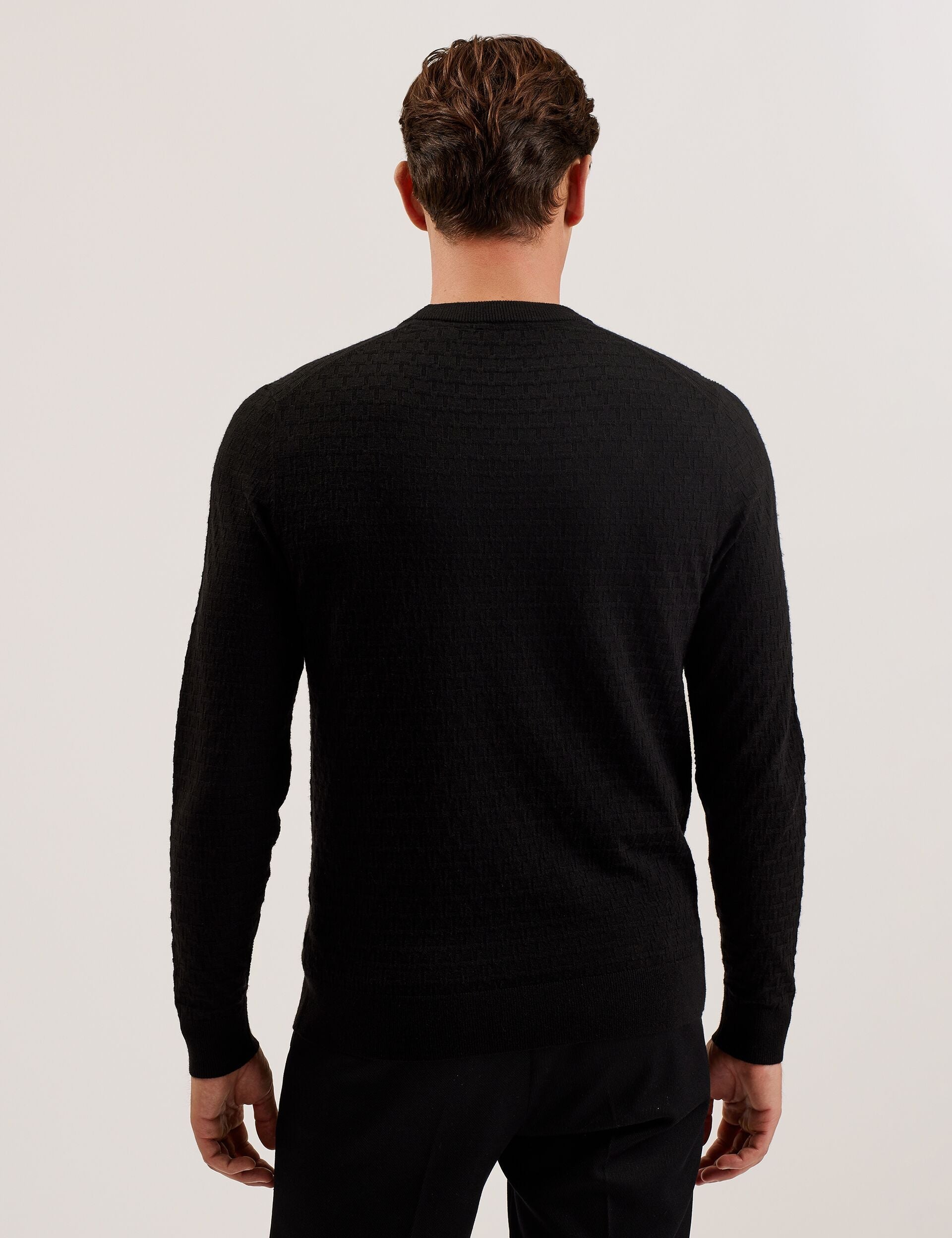 Ted Baker LOUNG - Textured T Knit Crew Neck Jumper BLACK
