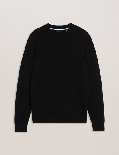Ted Baker LOUNG - Textured T Knit Crew Neck Jumper BLACK