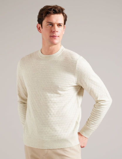 Ted Baker LOUNG - Textured T Knit Crew Neck Jumper ECRU