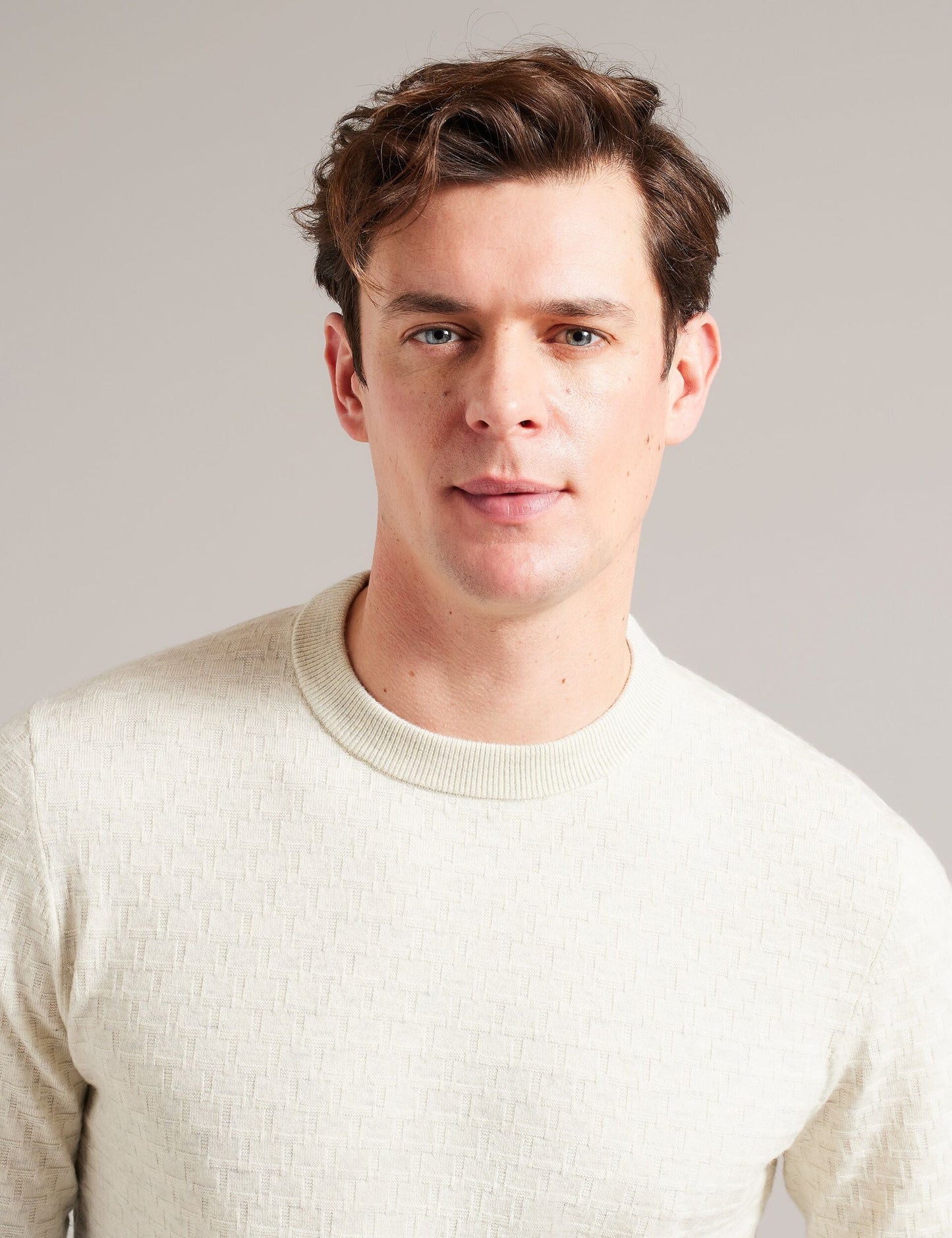 Ted Baker LOUNG - Textured T Knit Crew Neck Jumper ECRU