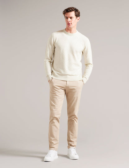Ted Baker LOUNG - Textured T Knit Crew Neck Jumper ECRU