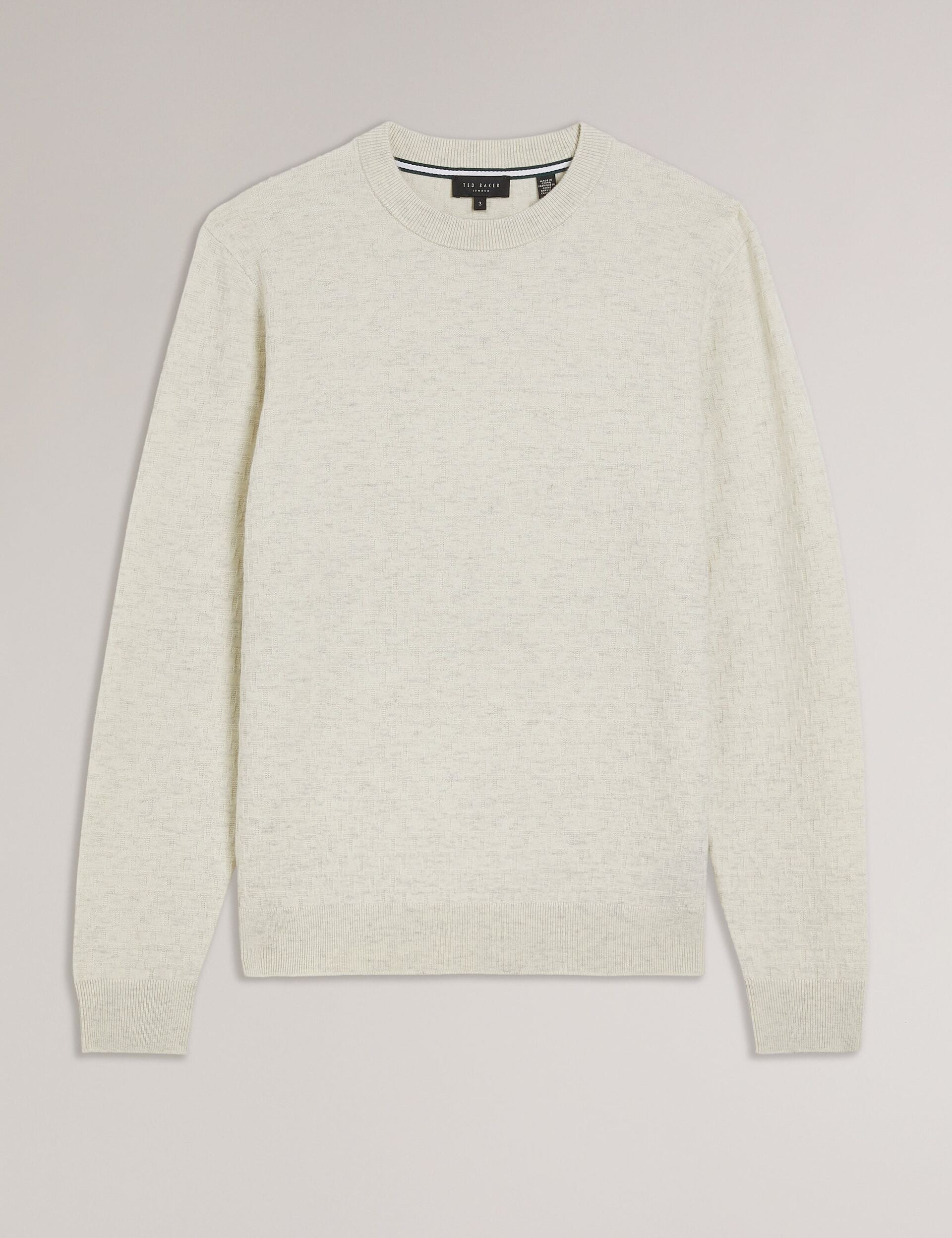 Ted Baker LOUNG - Textured T Knit Crew Neck Jumper ECRU
