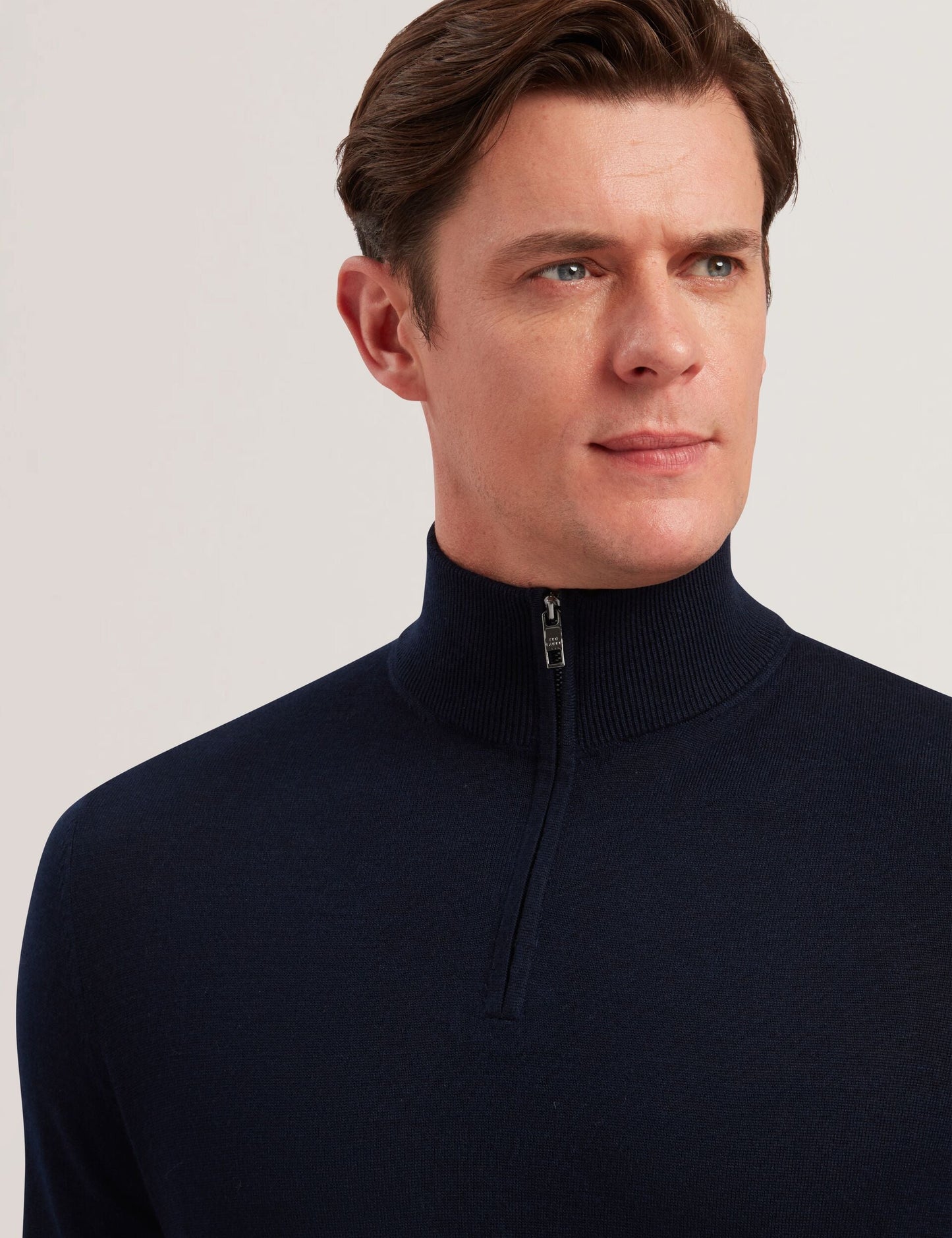 Ted Baker LIMEHAS Wool Quarter Zip Funnel Neck Sweater in Navy NAVY