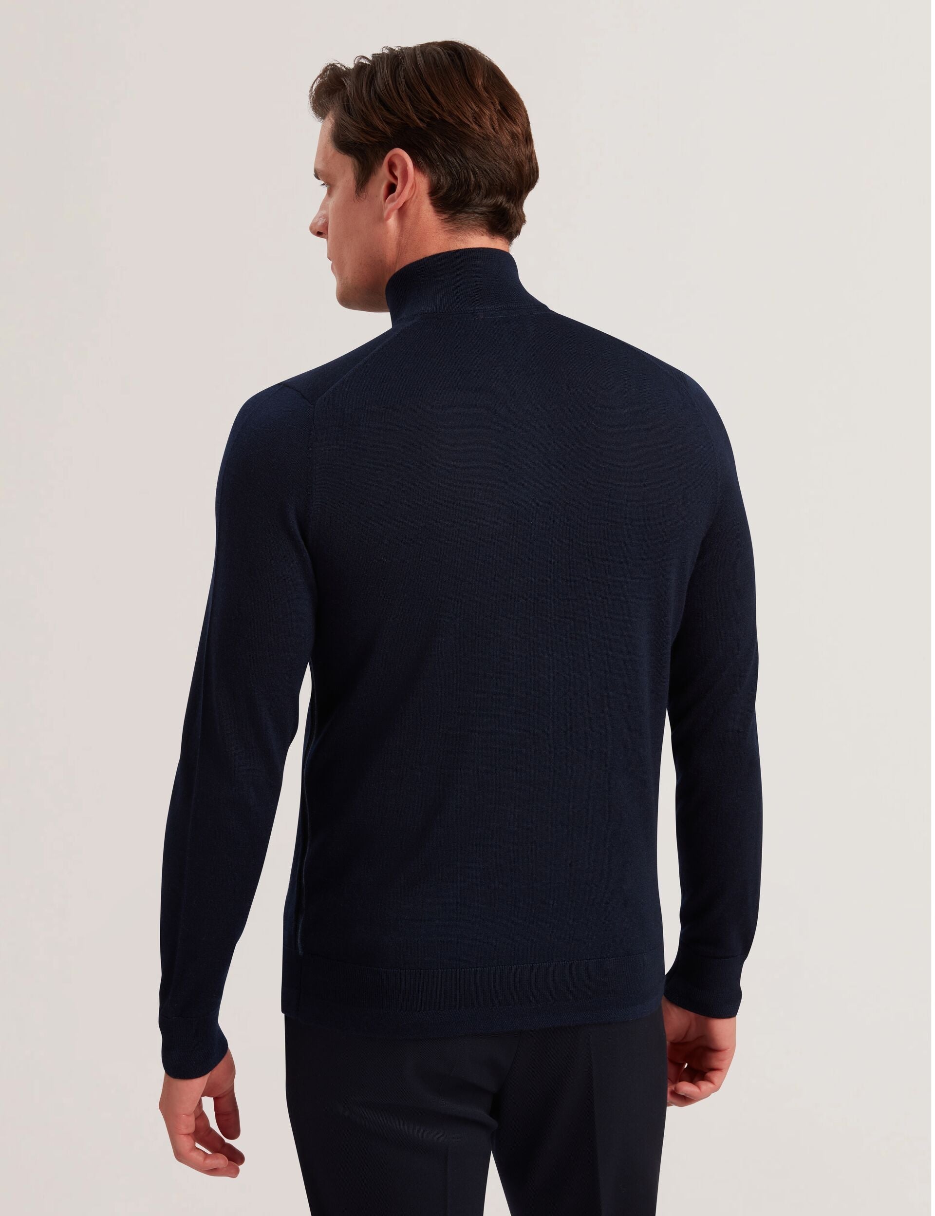 Ted Baker LIMEHAS Wool Quarter Zip Funnel Neck Sweater in Navy NAVY