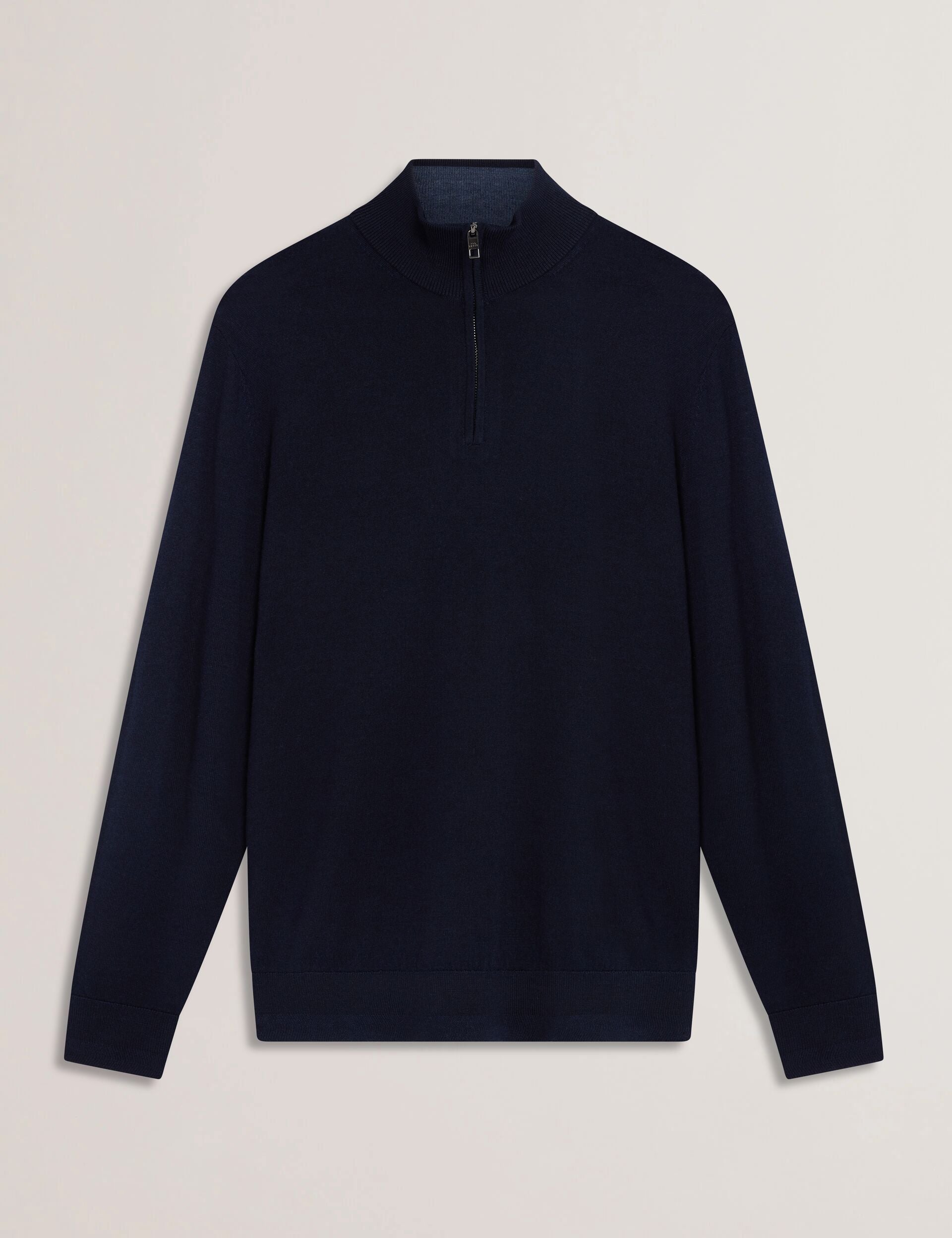 Ted Baker LIMEHAS Wool Quarter Zip Funnel Neck Sweater in Navy NAVY