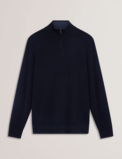 Ted Baker LIMEHAS Wool Quarter Zip Funnel Neck Sweater in Navy NAVY