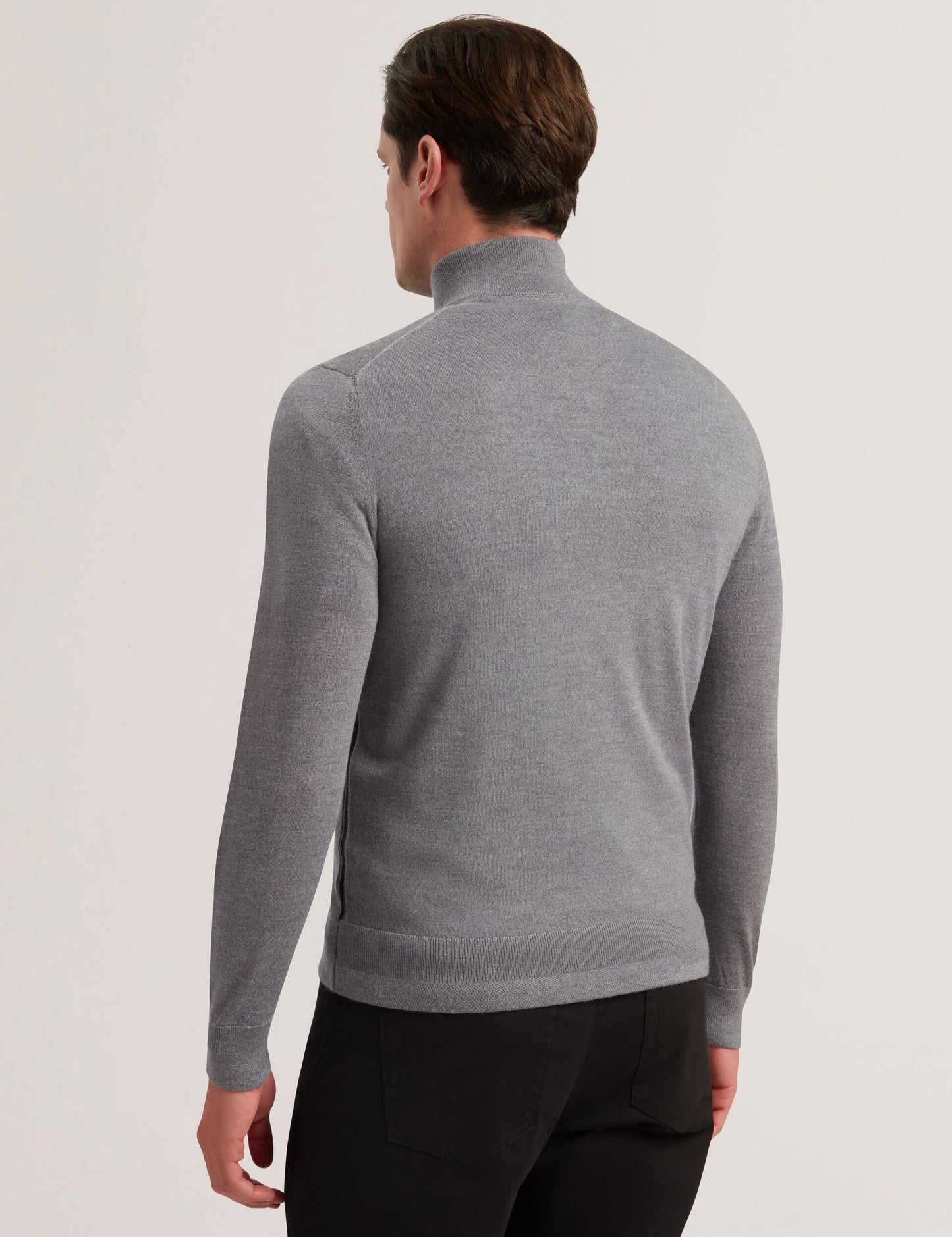 Ted Baker LIMEHAS Wool Quarter Zip Funnel Neck Sweater in Charcoal CHARCOAL