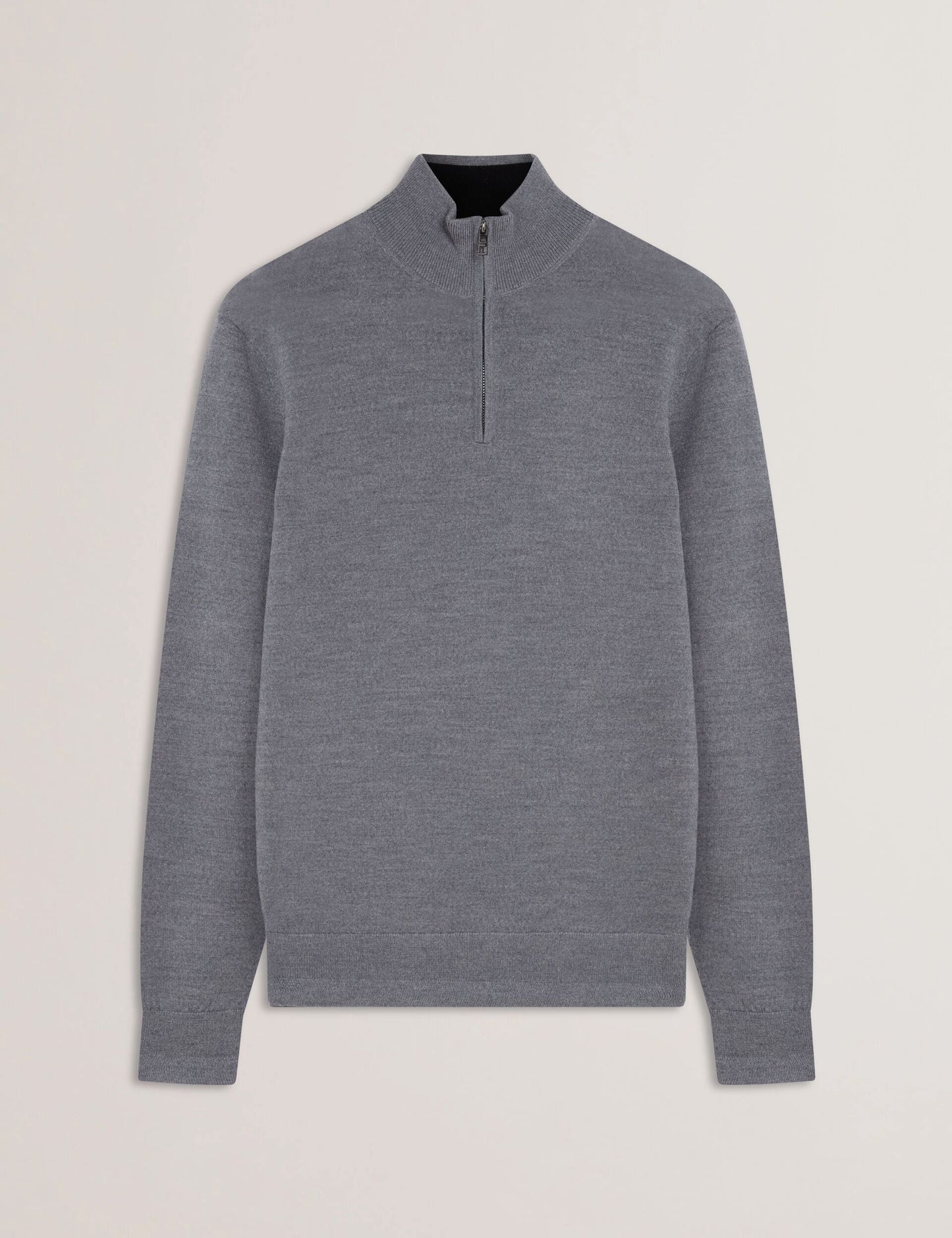 Ted Baker LIMEHAS Wool Quarter Zip Funnel Neck Sweater in Charcoal CHARCOAL