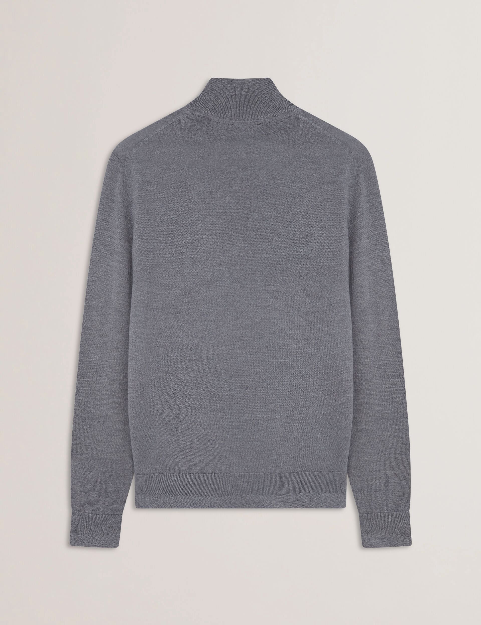 Ted Baker LIMEHAS Wool Quarter Zip Funnel Neck Sweater in Charcoal CHARCOAL