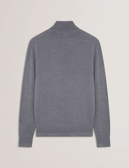 Ted Baker LIMEHAS Wool Quarter Zip Funnel Neck Sweater in Charcoal CHARCOAL