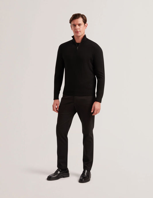 Ted Baker LIMEHAS Wool Quarter Zip Funnel Neck Sweater in Black BLACK