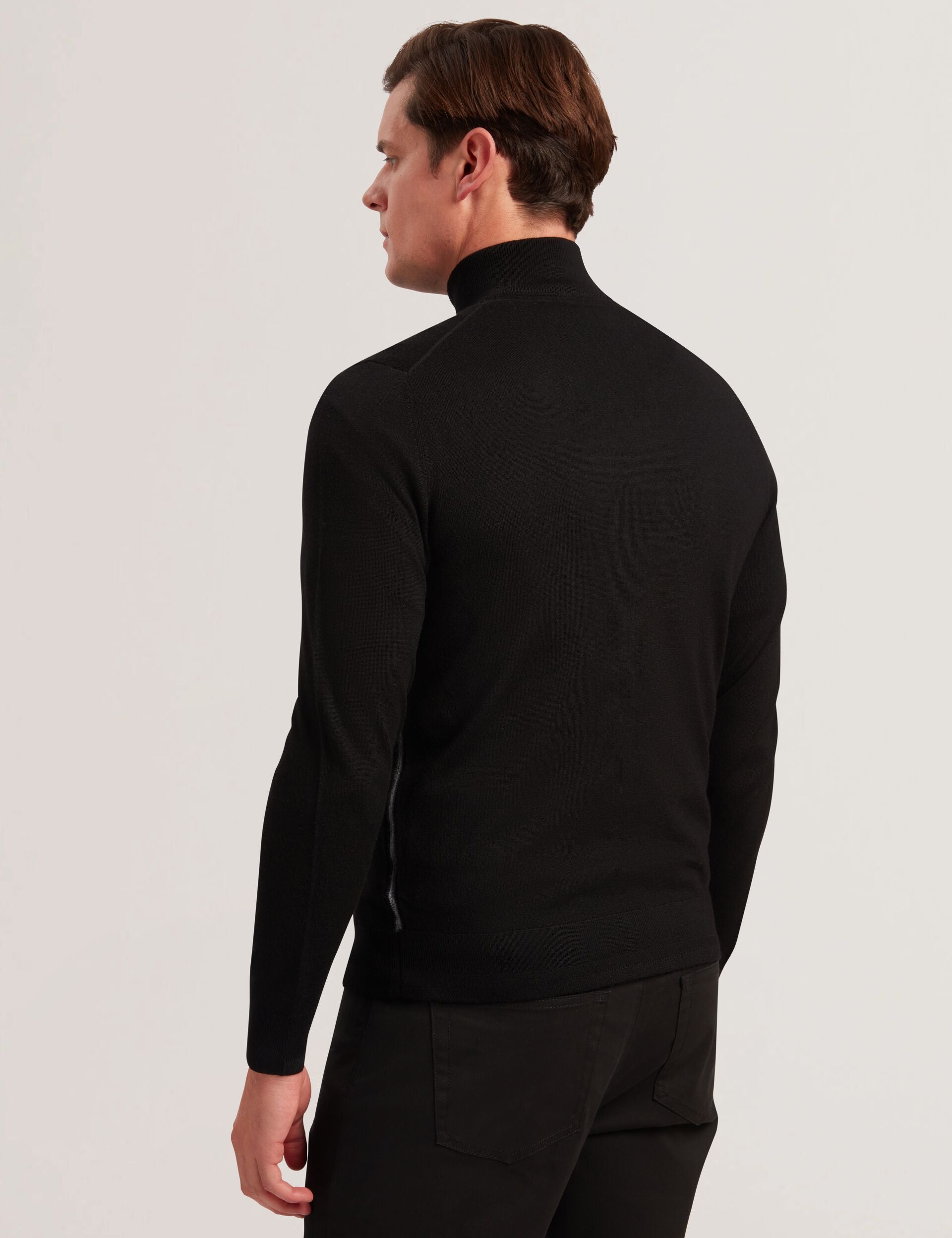 Ted Baker LIMEHAS Wool Quarter Zip Funnel Neck Sweater in Black BLACK