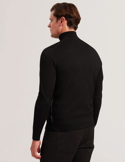 Ted Baker LIMEHAS Wool Quarter Zip Funnel Neck Sweater in Black BLACK