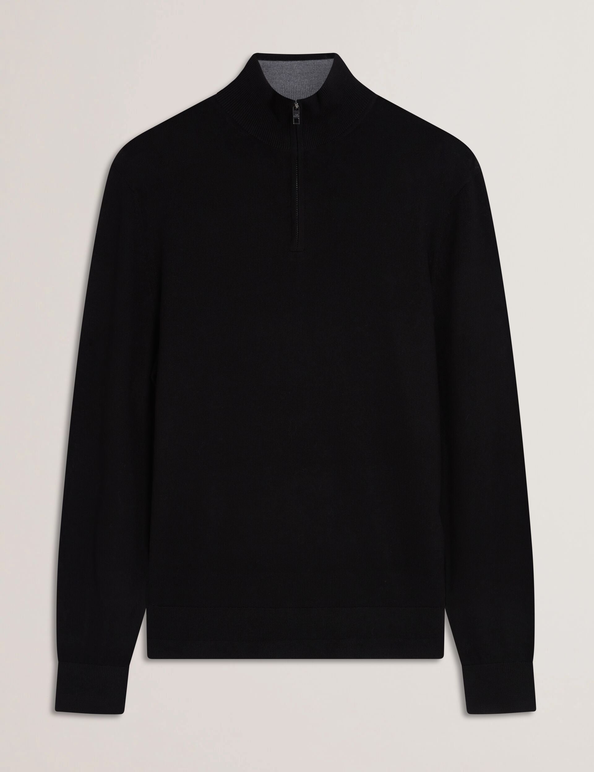 Ted Baker LIMEHAS Wool Quarter Zip Funnel Neck Sweater in Black BLACK