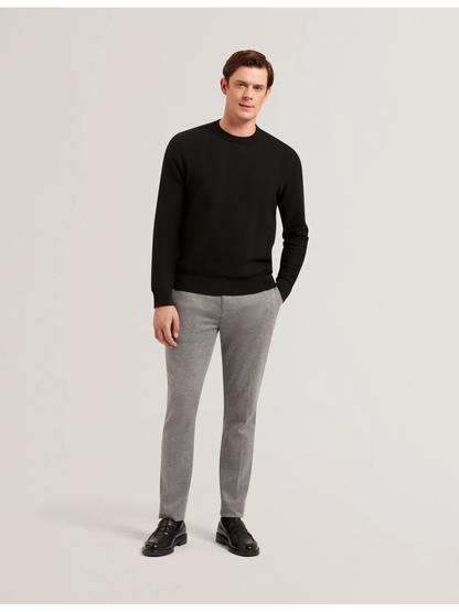 Ted Baker JAMALS - Herringbone Knit Crew Neck Sweater BLACK