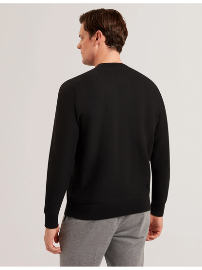 Ted Baker JAMALS - Herringbone Knit Crew Neck Sweater BLACK