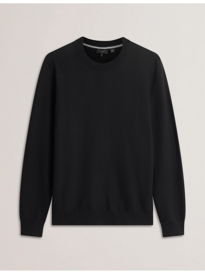 Ted Baker JAMALS - Herringbone Knit Crew Neck Sweater BLACK