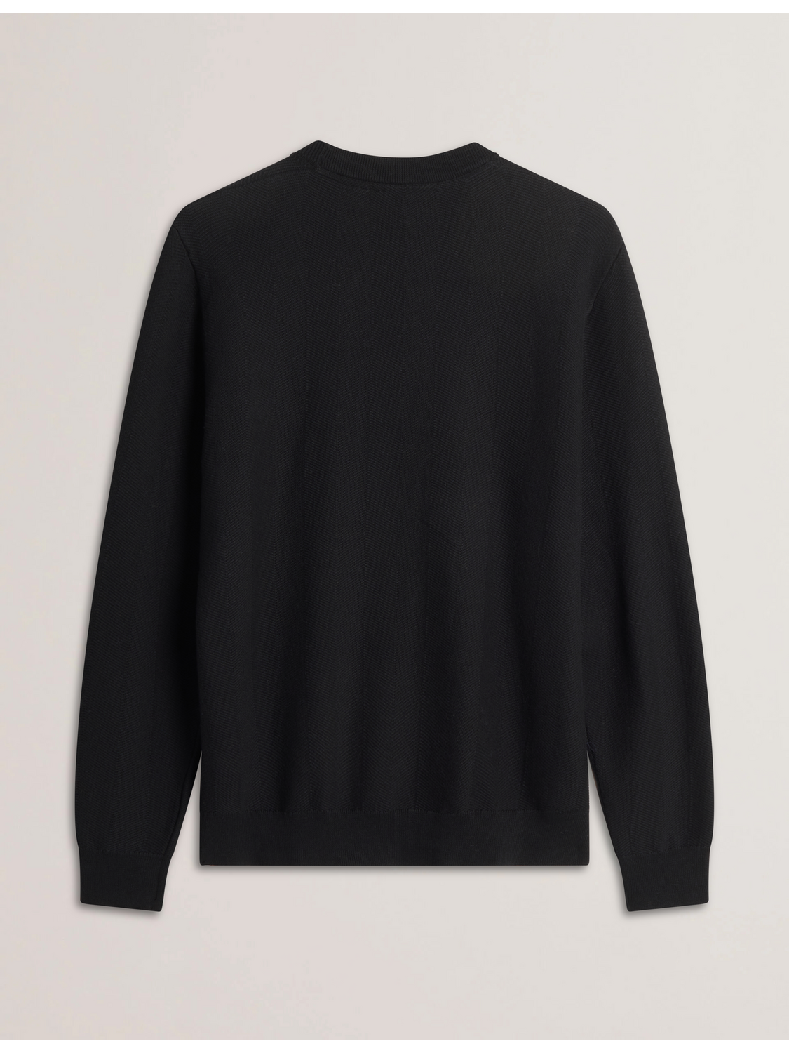 Ted Baker JAMALS - Herringbone Knit Crew Neck Sweater BLACK