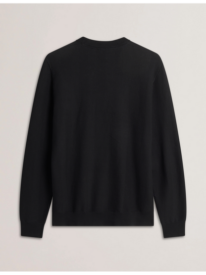 Ted Baker JAMALS - Herringbone Knit Crew Neck Sweater BLACK