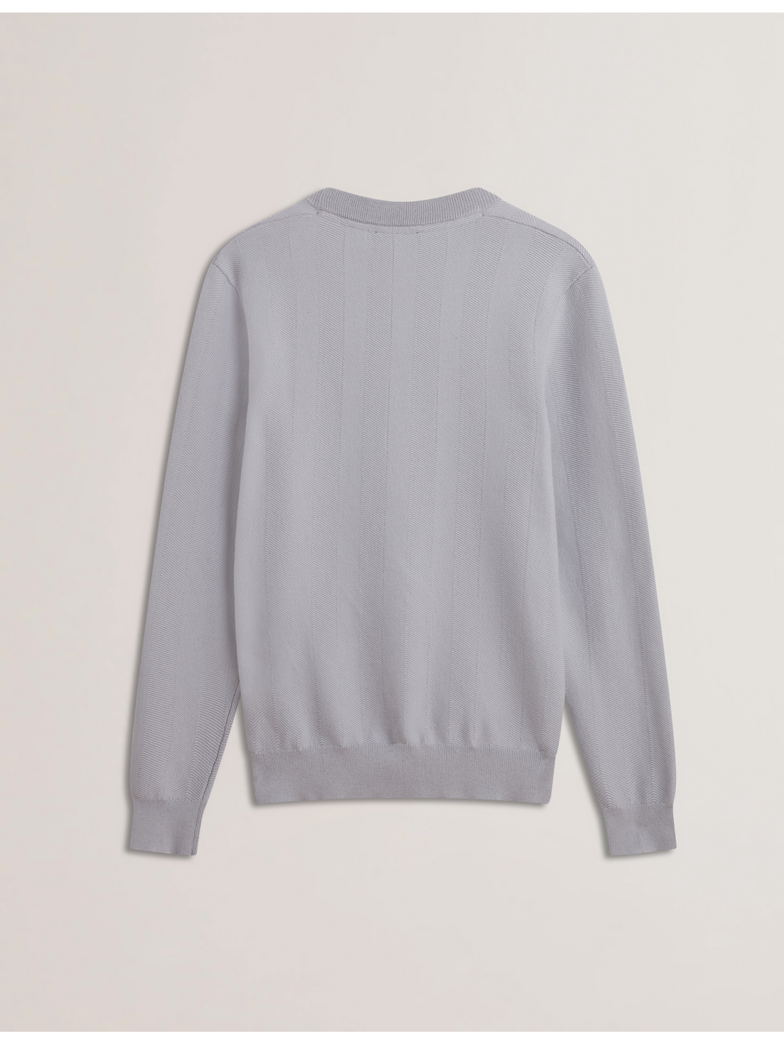 Ted Baker JAMALS - Herringbone Knit Crew Neck Sweater LIGHT GREY